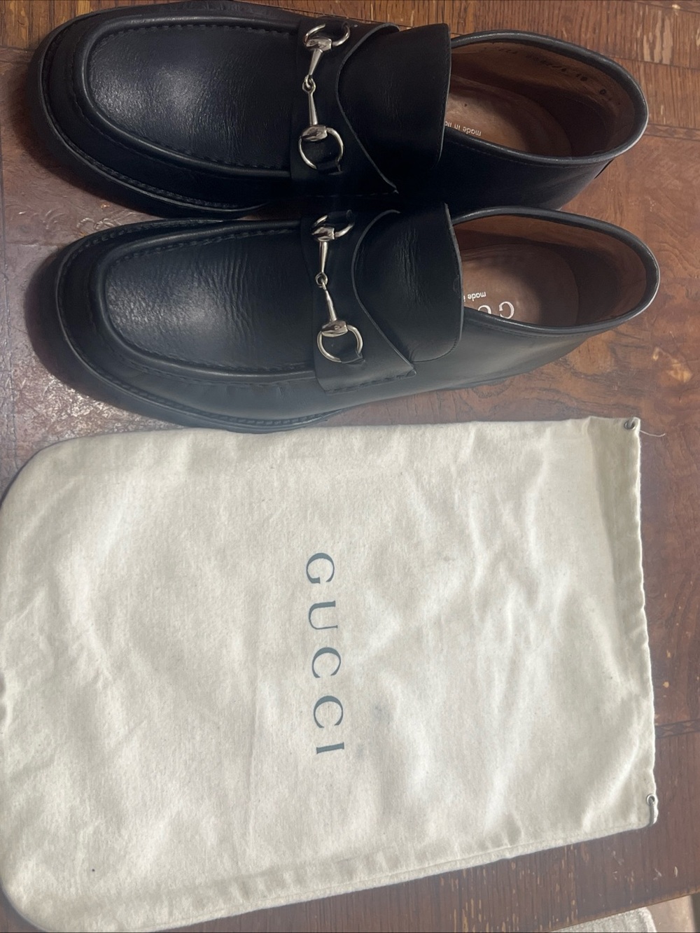 Gucci Black Leather Horsebit Slip-On 3/4 Loafers - Picture 7 of 11